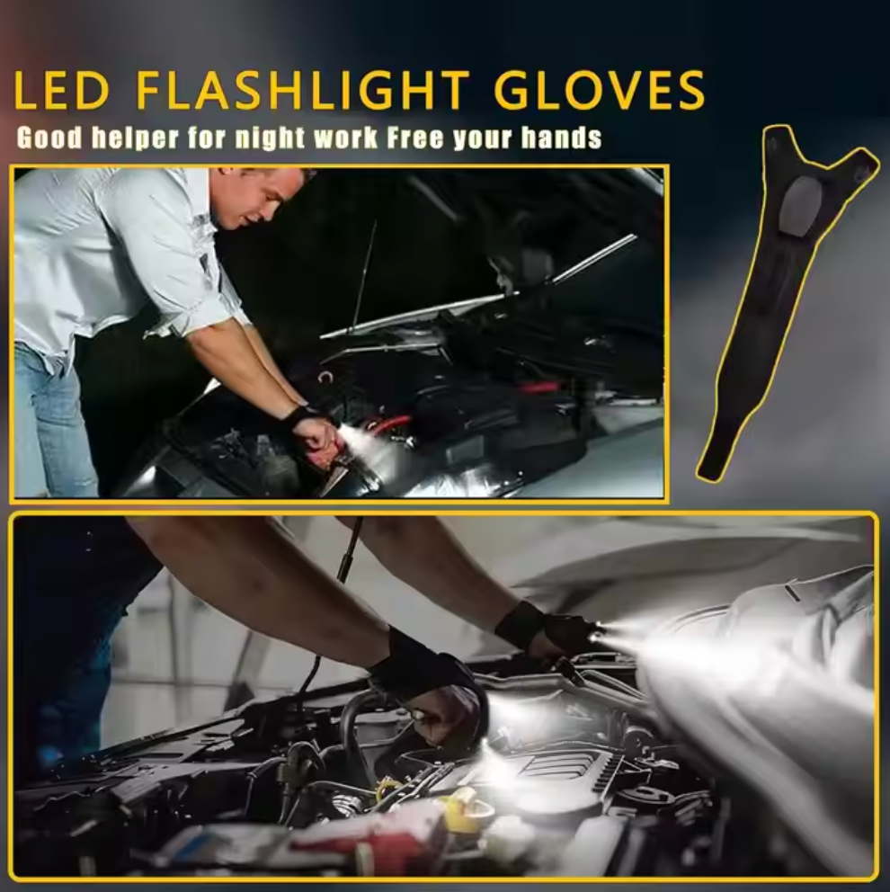 🔦 Gants avec Lumière LED Intégrée - Rechargeables et Ajustables