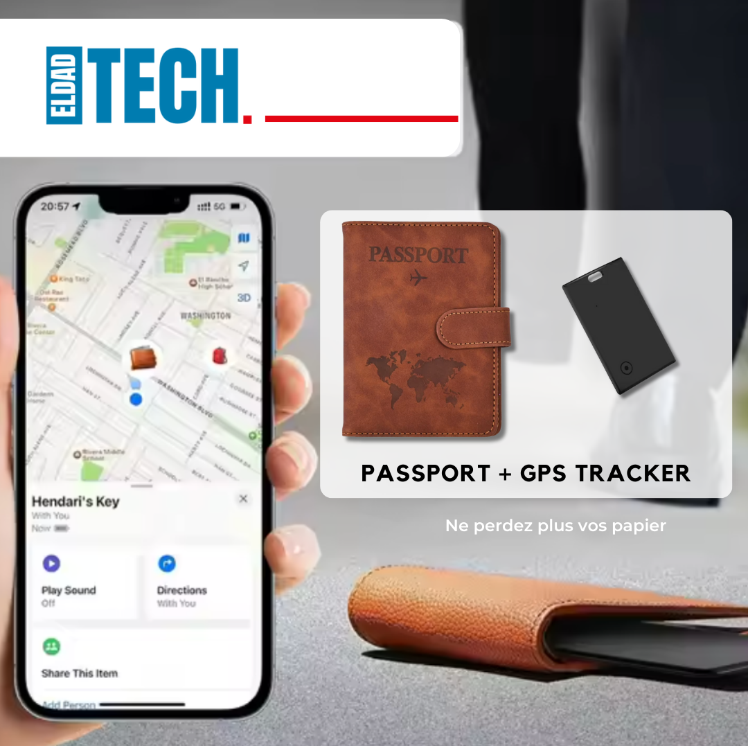 Pochette Passeport Sécurisée avec Carte GPS Connectée