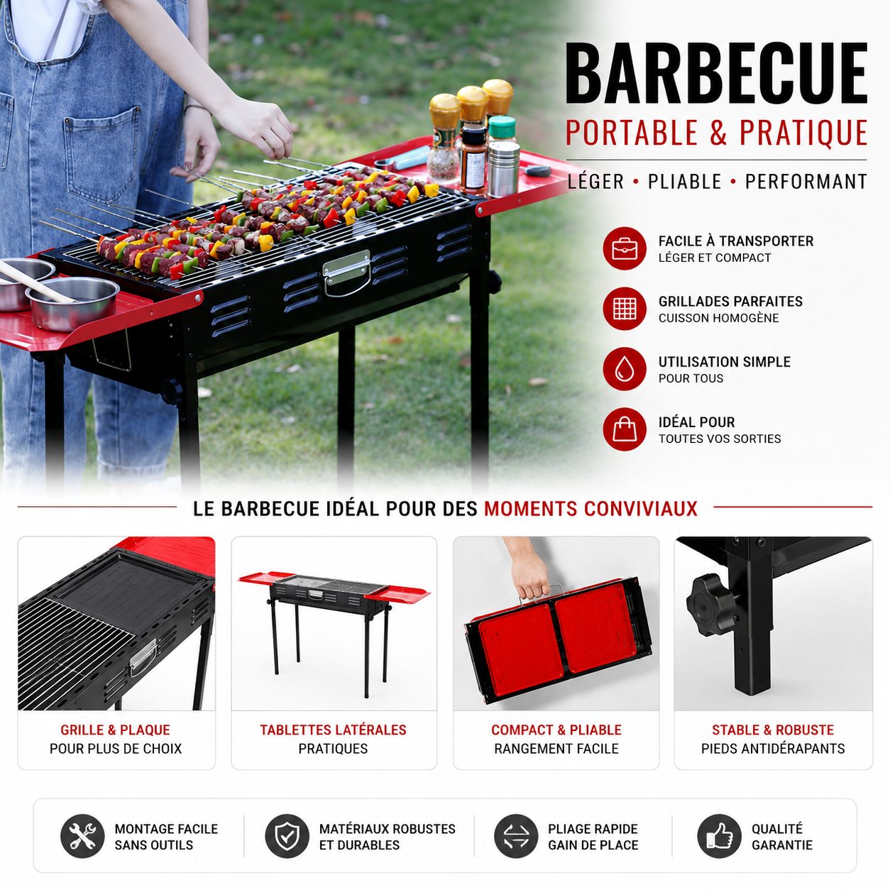 BARBECUE PORTABLE PLIABLE